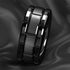 Men's 8mm Tungsten Black Grooved Bushed Brick Pattern Comfort-Fit Wedding Band
